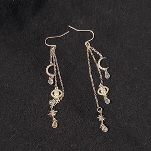 Silver Celestial Dangle Earrings